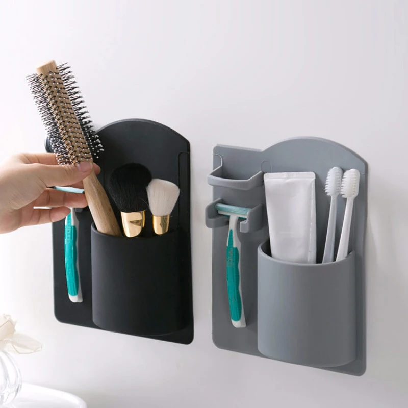 

Punch-Free Toothbrush Holder Wall-Mounted Storage Box Washing Tooth Holder Bathroom Razor Rack