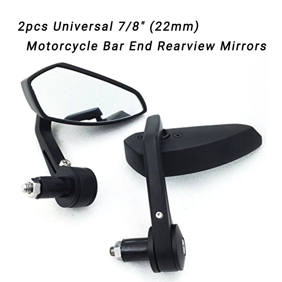 

1pair 7/8" 22mm Motorcycle Bar End Rearview Mirrors CNC 180 degree adjustability 360 Degree Swivel Black Universal