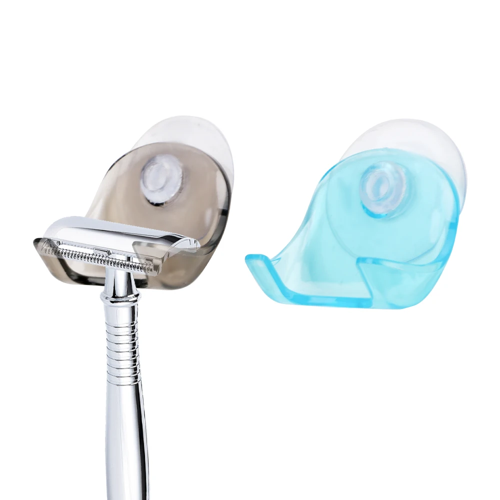 مع سوبر الالتصاق الحلاقة شماعات حامل واضح الأزرق الأسود الجافة رف الحلاقة تخزين للحمام جدار تخزين السنانير