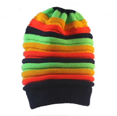 Новинка, зимняя шапка в стиле хип-хоп с помпоном, Bob Marley, ямайская раста регги, разноцветная полосатая шапка, шапки для мужчин и женщин, лыжные шапочки, вязаная шапка