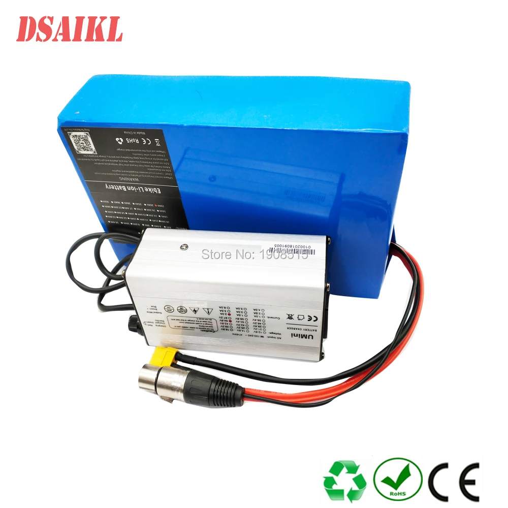 

High quality 1000W 48V 17.4ah lithuim ion battery 48 volt 17Ah for electric bike with 54.6V 3A charger