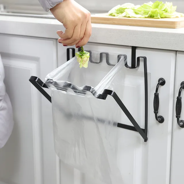 Special Offers Hanging Kitchen Cabinet Door Trash Rack Towel Storage Garbage Rag Bags Holder 2018 High Quality Iron Storage Rack