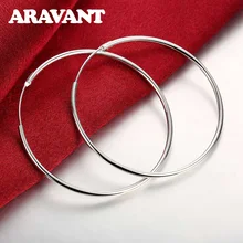 100% 925 Sterling Silver Hoop Earring For Women 50MM Big Round Circle Earrings Jewelry Gift 100% 925 Sterling Silver Hoop Earring For Women 50MM Big Round Circle Earrings Jewelry Gift