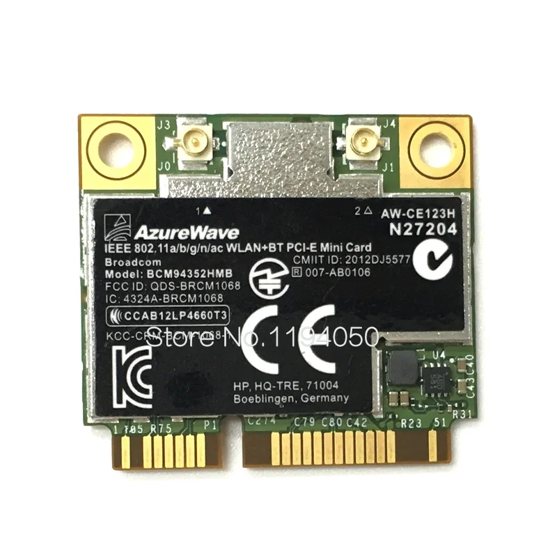 

AzureWave Broadcom BCM94352HMB 802.11ac 867Mbps Wireless AC WLAN + Bluetooth BT 4.0 Semi-mini PCI-E Wireless Wifi Card AW-CE123H
