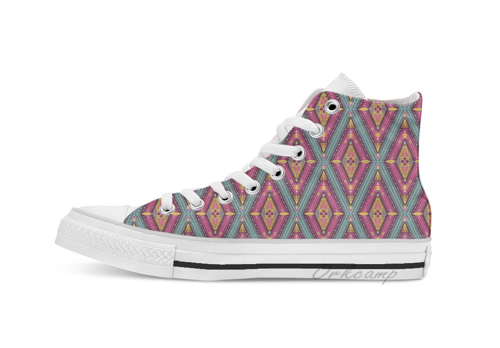 

Aztec Geometric Colorful Pattern High Top Canvas Flat Casual Custom Design Shoes Drop Shipping