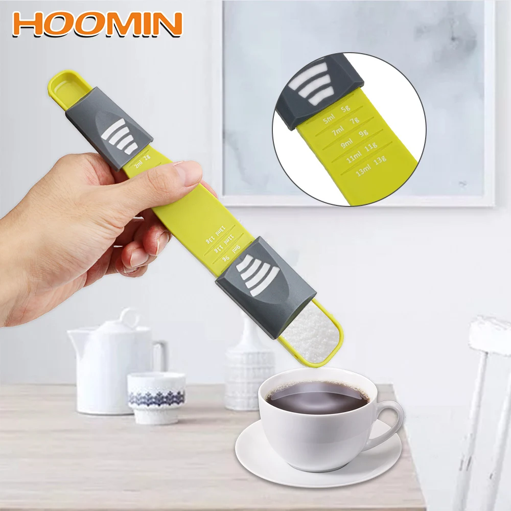 HOOMIN Регулируемая двухсторонняя мерная ложка с восемью отсеками весами полезные