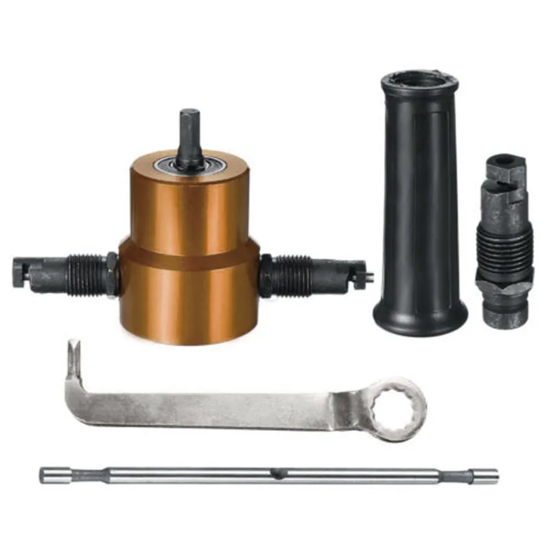 

Thin Plate Double Head Metal Sheet Cutter Nibbler Drill Attachment Cutter Tool
