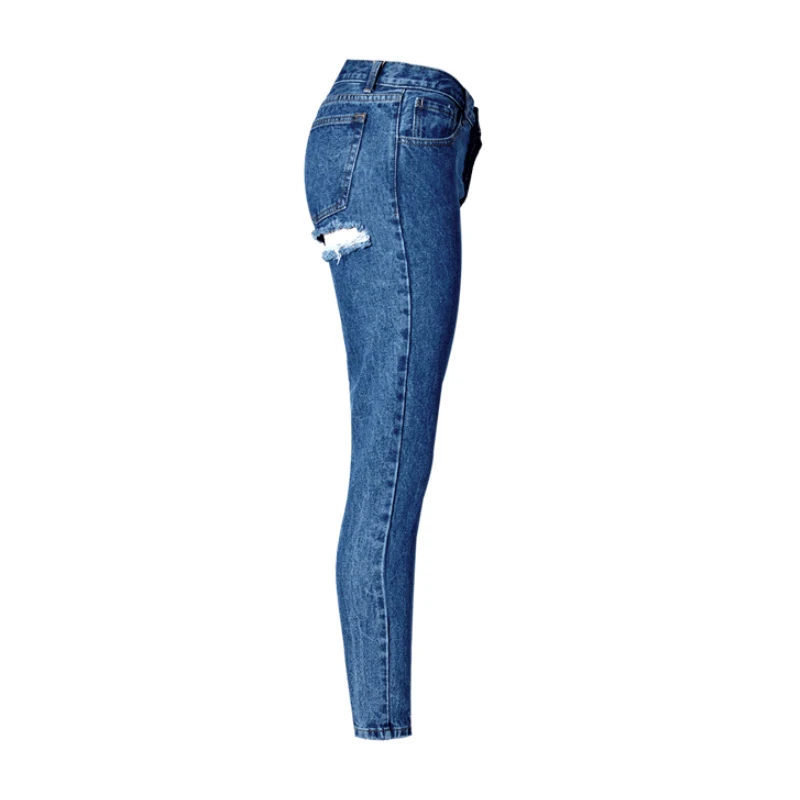 Streetwear Jeans strappati da donna con foro sul culo per donna Slim Plus  Size Jeans blu pantaloni vita alta Jeans a gamba dritta Denim Sexy -  AliExpress Women's Clothing