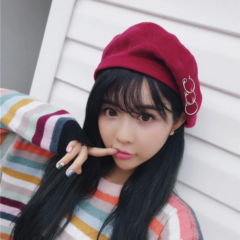 

Fashion Vintage Women Winter Colorful Woolen Warm Ring Berets Beanie Hat New