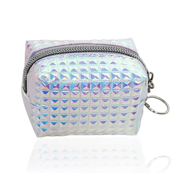 

Women Hologram Mini Coin Change Purse Wallet Holographic Laser Zipper Small Faux Leather Mini Bag porte monnaie homme