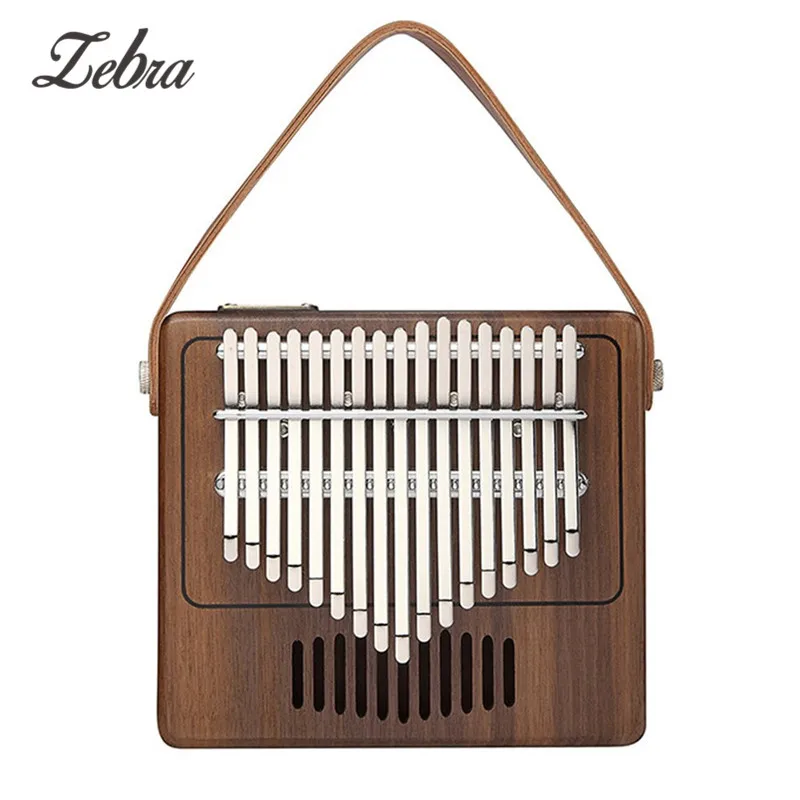 

Zebra 17 Key Portable Finger Kalimba Mbira Thumb Piano Keyboard Walnut Wood Musical Instrument with Bag+strap+Tuning Hammer