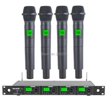 Дешевые высокое качество ОК-4/2 H Профессиональная UHF/PLL четыре канала Беспроводной микрофон system4 каналов многоканального Беспроводной системы
