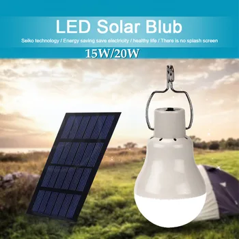 

Camping Solar Panel Power Portable Outdoor 15W/20W LED Bulb Light Energy Clean Saving Lamp Long Life Expectancy Rechargeable