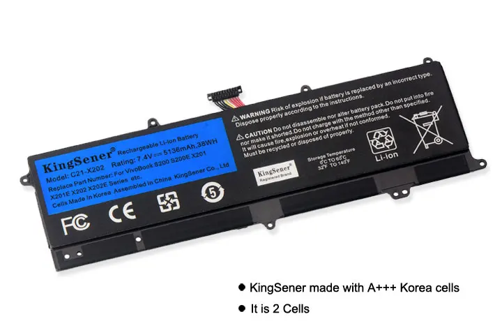 KingSener C21-X202 Laptop Battery for ASUS VivoBook S200 S200E X201 X201E X202 X202E S200E-CT209H S200E-CT182H S200E-CT1 5136mAh KingSener C21-X202 Laptop Battery for ASUS VivoBook S200 S200E X201 X201E X202 X202E S200E-CT209H S200E-CT182H S200E-CT1 5136mAh