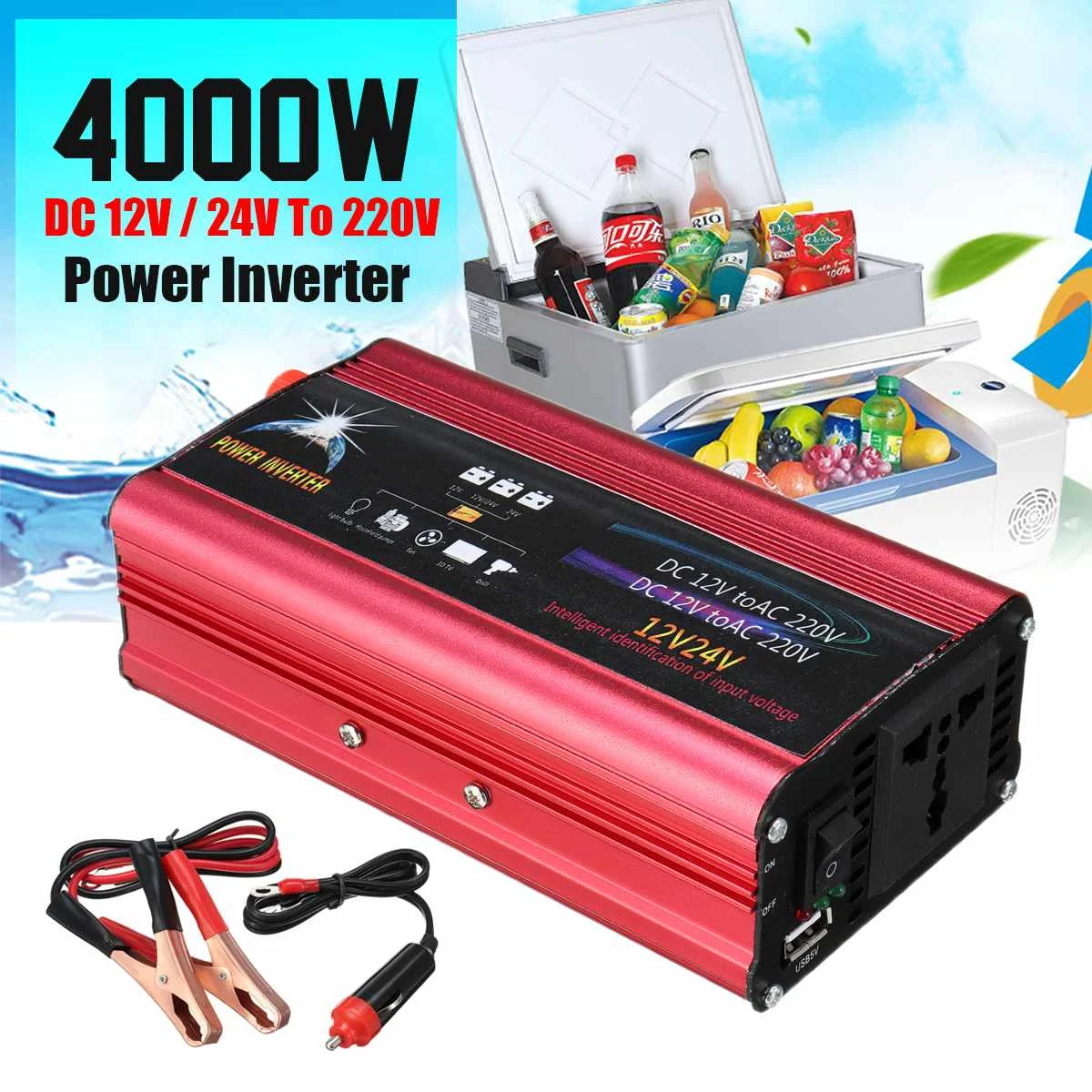 

DC12/24V To 220V Voltage Transformer P EAK 4000W Modified Sine Wave Power Inverter Car Charger Converter 8 Intelligent USB Port