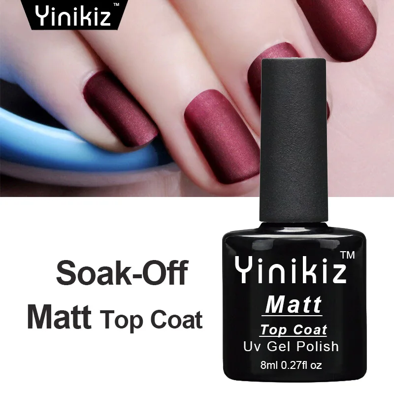 

Yinikiz Transparent Matt Matte Top Coat Clear Matt LED UV Nail Gel Polish Non Cleansing Finish Cover Nail Polish Laq