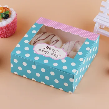 

50 pcs gift box packaging wedding favor paper cake box cookie candy handmade cupcake birthday party present box with window dots