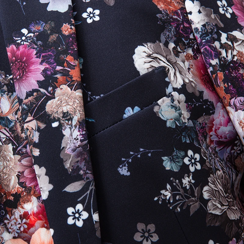 6XL Мужской Блейзер+ брюки+ жилет, свадебный пиджак с цветочным принтом для мужчин с жилетом и костюмными брюками