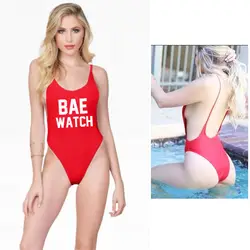 BAE WATCH купальный костюм с буквенным принтом Женский Цельный купальник с высоким вырезом сексуальный костюм с открытой спиной плюс размер