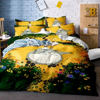 

Cute Cartoon Totoro Bedding Set Kids Bedding Linen Sheet Set Home Textile Single Queen King 3 PCS Duvet Pillow Case Set
