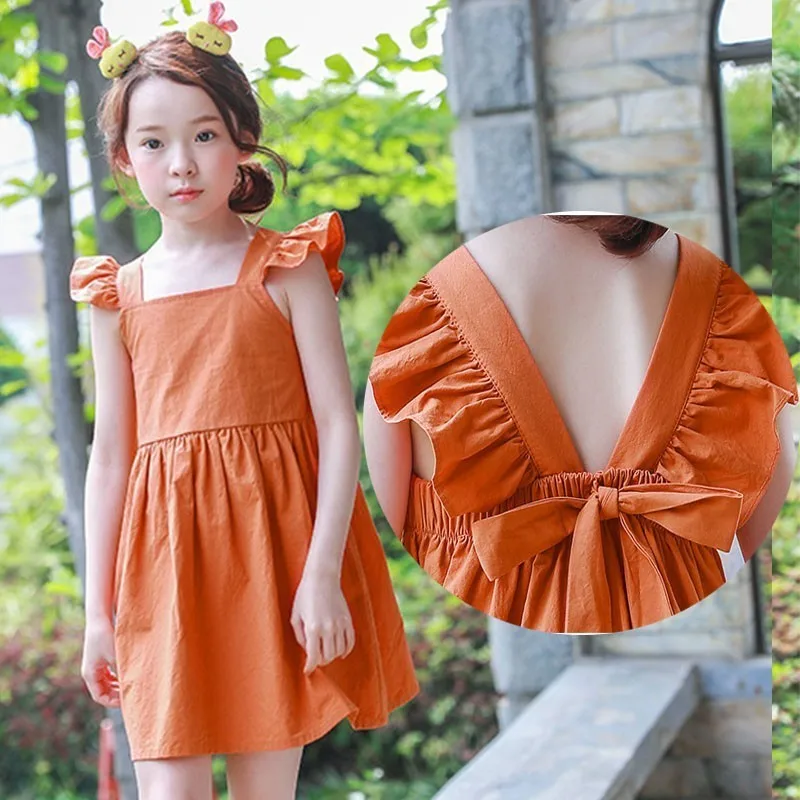 Платье для маленьких девочек, коллекция года, летняя детская одежда, платье принцессы для подростков, мини-сарафан с бантом для малышей, трапециевидная одежда для вечеринок, милая одежда