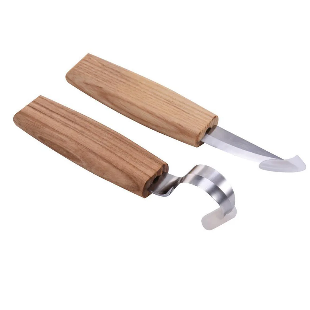 

2Pcs Spoon Carving Cutter Top Set Stainless Steel Woodcarving Knife Tool Hook DIY Wood Handle Cutter For Craft Making