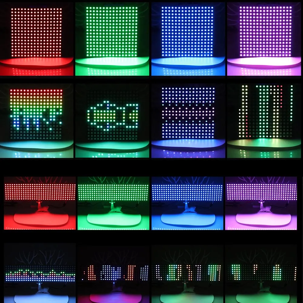 5050 RGB WS2812 полноцветная Плата дисплея полоса постоянного тока 5 в 8*8 / 16*16 /8*32 64 256