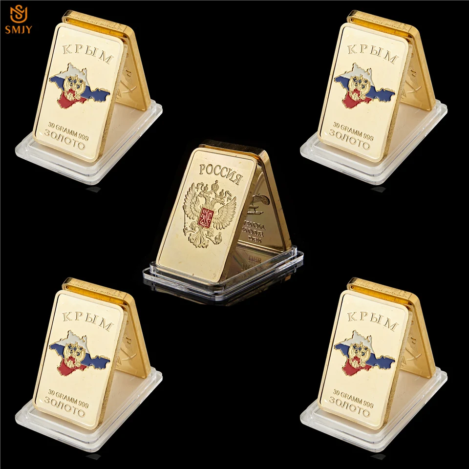 5Pcs Soviet Souvenir Gold Plated Metal USSR National Union Emblem 1OZ Bar European Replica Bar/Coin Collecton | Дом и сад