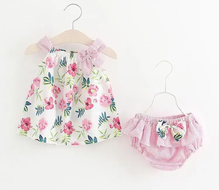 

2018 Summer Children's Garment Flower Printing Bow Jacket Match Pants New Pattern Child Suit
