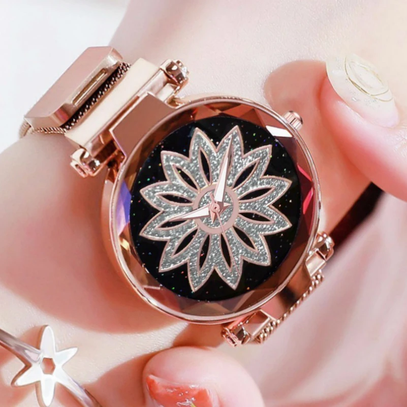 

Good Luck Women Watches Rose Gold Mesh Band Magnetic Buckle Creative Ladies Dress Quartz Wrist Watch 2019 Girl Gift Dropshipping