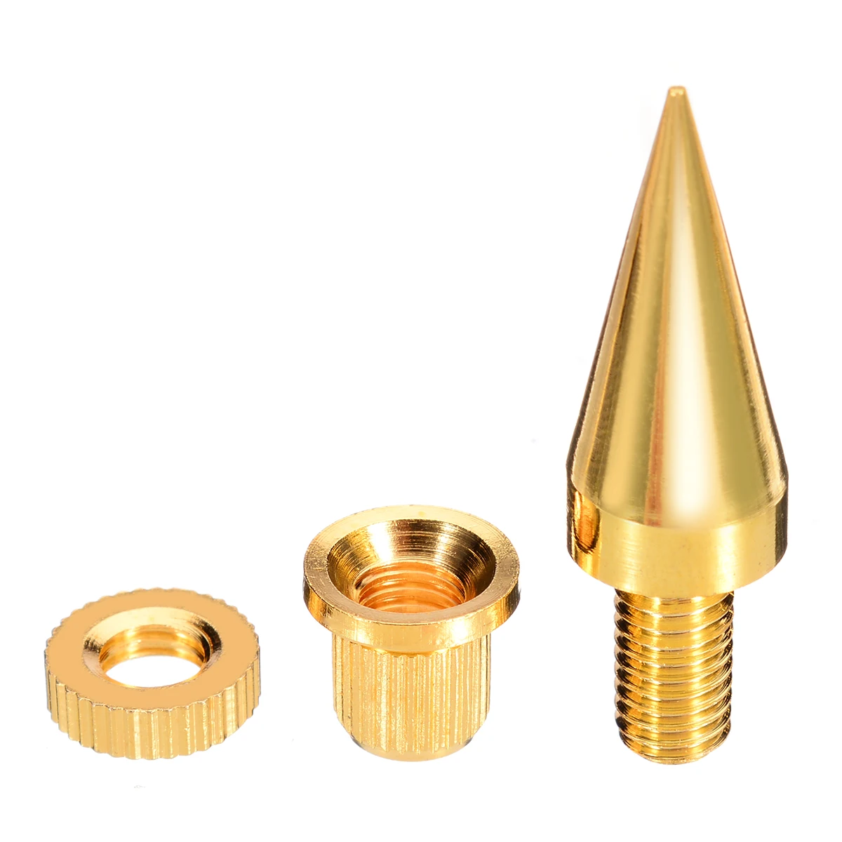 MAYITR 8sets Golden Copper Amplifier Spikes Anti-shock M6X36 Speaker Isolation Spike Cone Stand Feet+Base Pads Floor Discs New