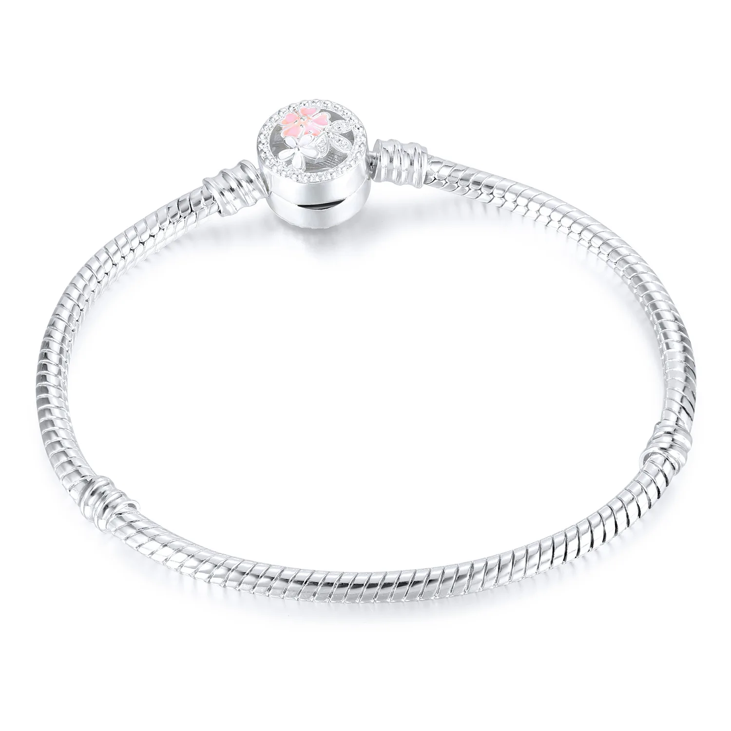 

Virgooer High Quality Authentic Silver Color Flower Snake Chain Fine Charm Bracelet Fit European For Women Diy Jewelry Making