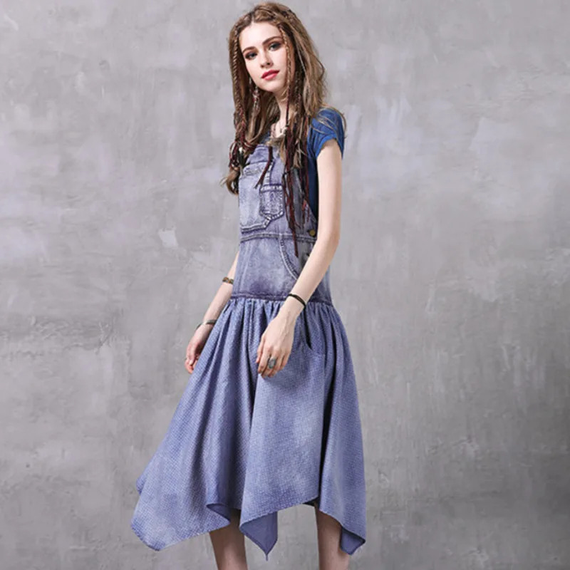 dress denim set 2428 marke unregelmige sommer f CrBodxe