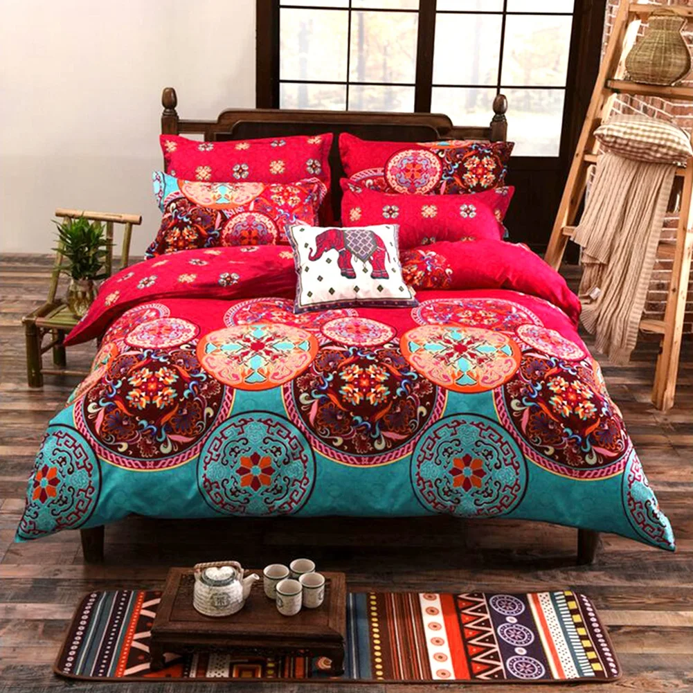 

4 Pcs / Set European Style 100% Polyester Bedding Set Quilt Cover Pillowcase Sheet bed linen set Geometric flat Free Shipping