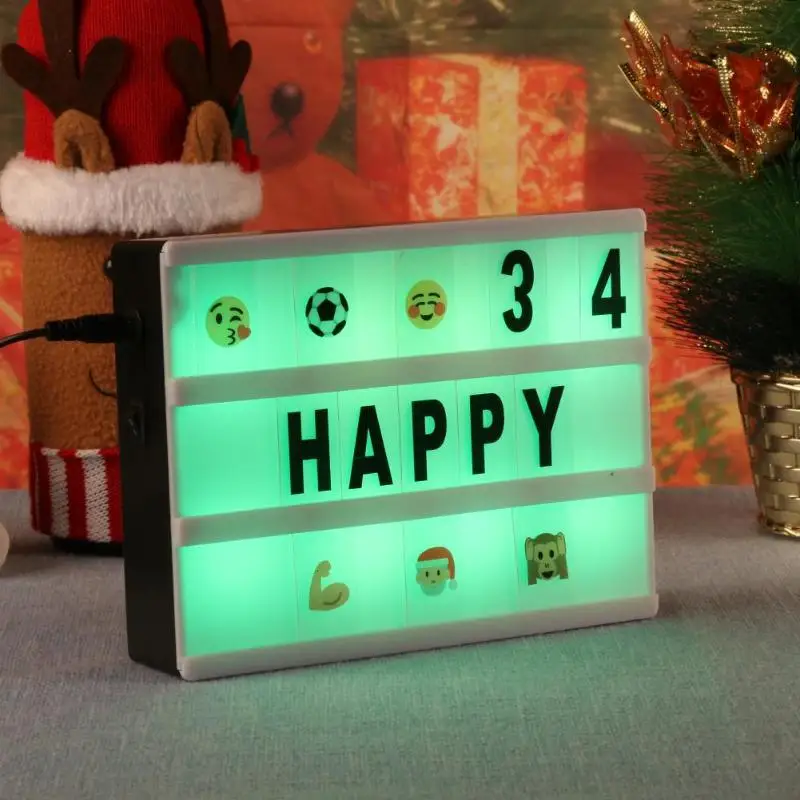 

A5 7 Colors Changing Cinematic Light Up Box 160 Christmas Letters LED Message Cinema Sign Box Party Shop Decoration