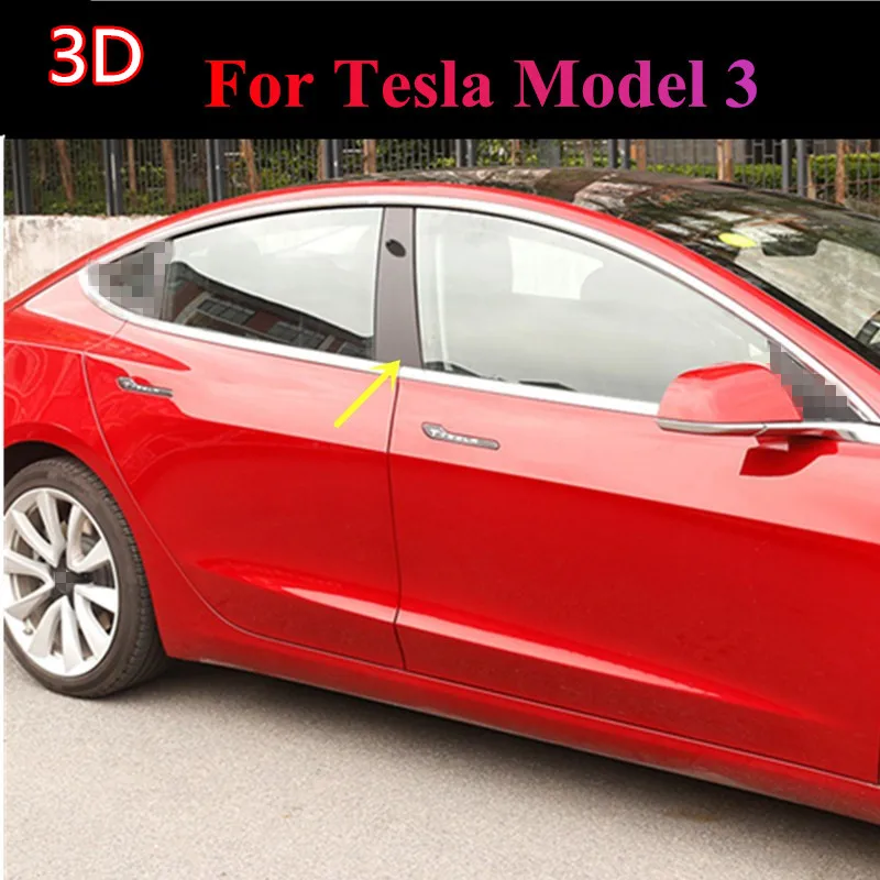 

2Pcs 3D Imitation Carbon Fiber Car Window Column Sticker Decal For Tesla Model 3 Car Window Column Protector Exterior Decoration