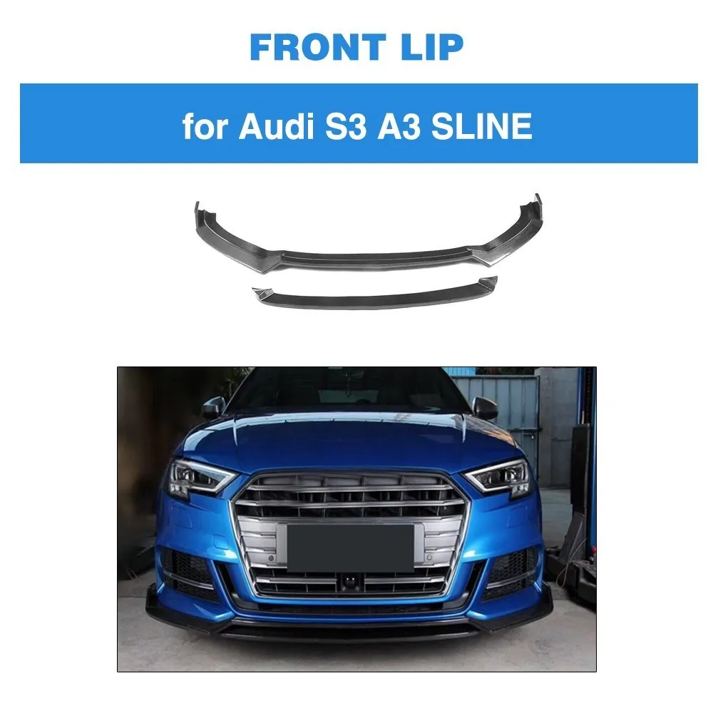 2pcs/set Front Bumper Lip Spoiler For 2017 Audi A3 and S3 Carbon Fiber
