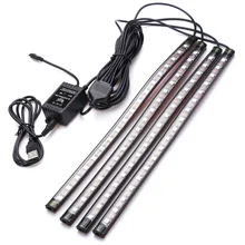4pcs 18Led USB Car Interior Decorative Atmosphere Neon Lamp Kit Flexible RGB LED Strip Light Car Auto Music Remote Control