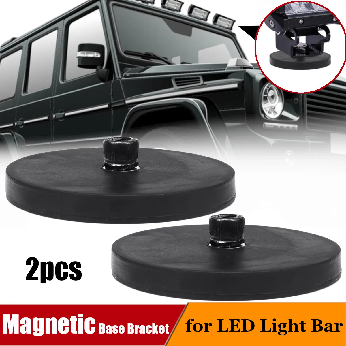 Par coche SUV camiones barco LED Barra de luz fuerte imán Base soporte de montaje con almohadilla de goma 8,5x1 CM