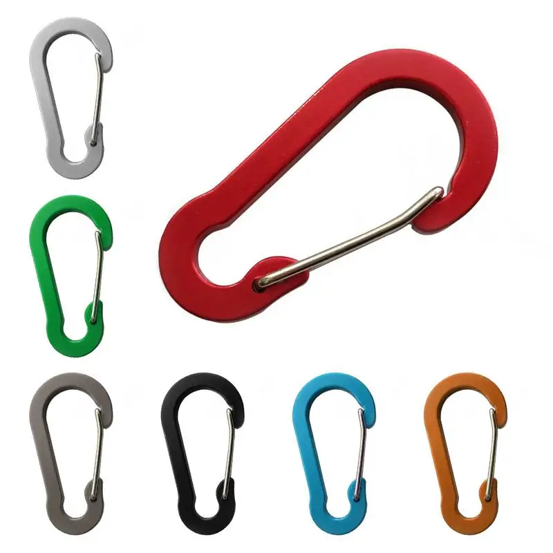 

No. 5 Hoist-Shaped Flat Aluminum Alloy Carabiner Multiple Color Wire Spring Hook Buckle