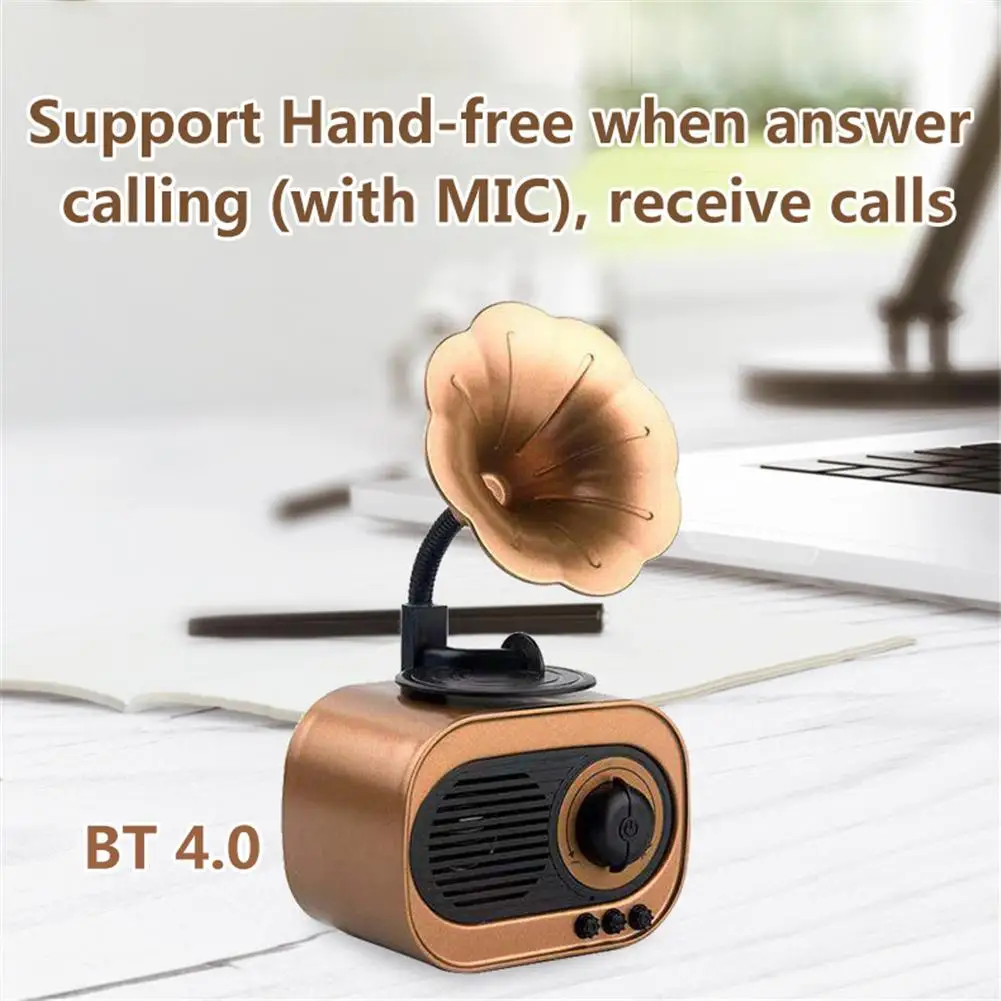 

Retro Phonograph Style Bluetooth Speaker Wireless Stereo Subwoofer Music Box Wooden Speakers With Mic FM Radio TF For Phone