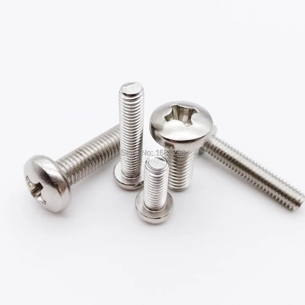 

10/50pcs M2 M2.5 M3 M3.5 M4 M5 M6 M8 A2-70 304 Stainless steel Cross Round Phillips Pan Head Screw Bolt Length 3-100mm