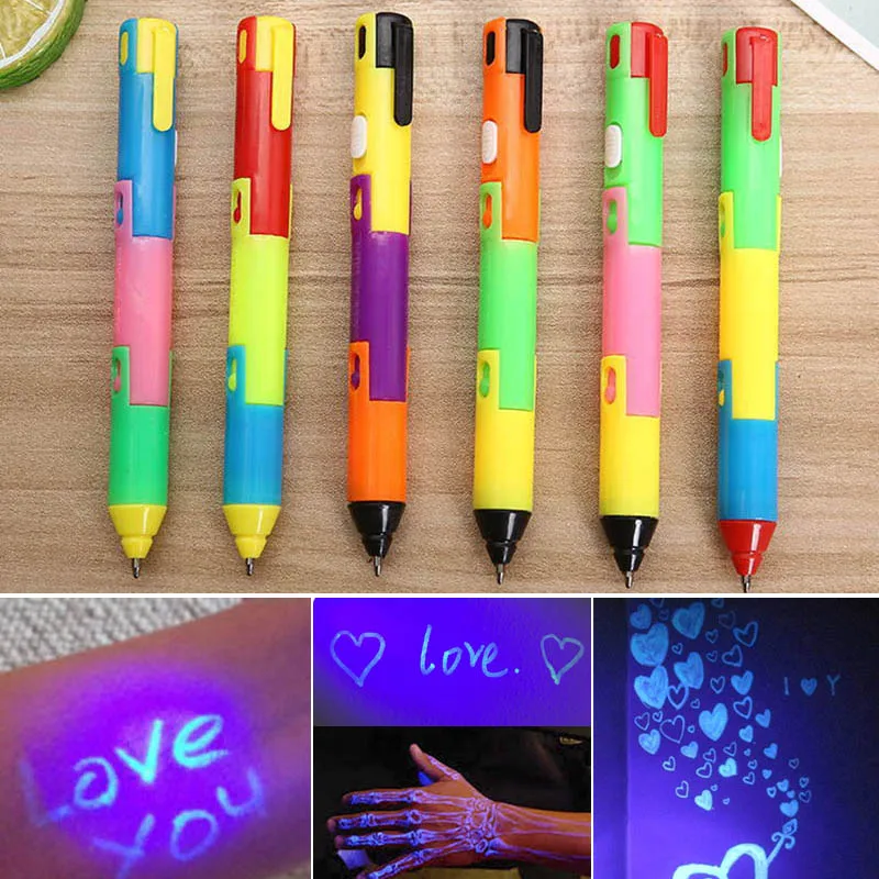 

1PC Creative Magic UV Light Invisible Ink Pen Cute Folded Pens Novelty Luminous Toys For Kids Toys Glows in the Dark Toys