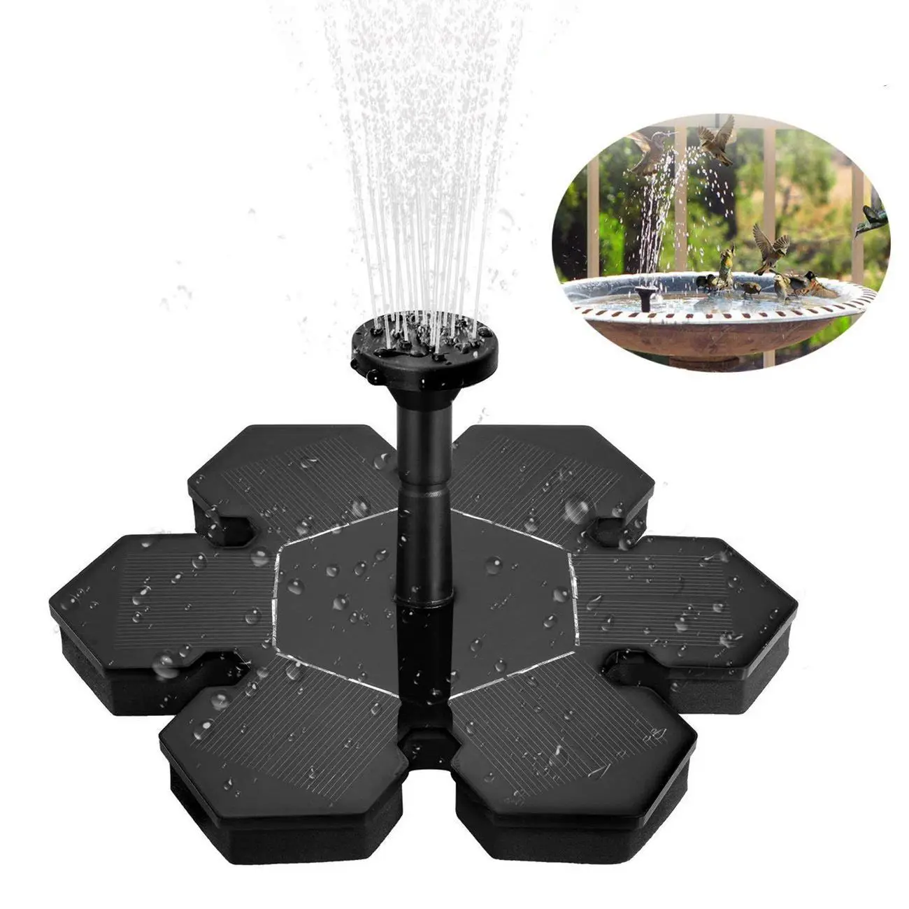 Оптовая цена солнечный фонтан батарея резервного копирования открытый цветок форма плавающий водяной насос 1,5 Вт для птичьей ванны