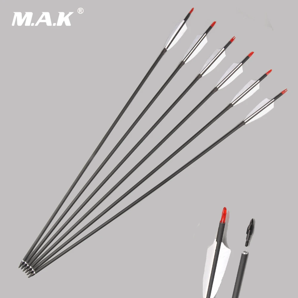 6/12/24 Pcs 30 Inches OD 7.8mm Carbon Arrow with Replaceable Arrowtips