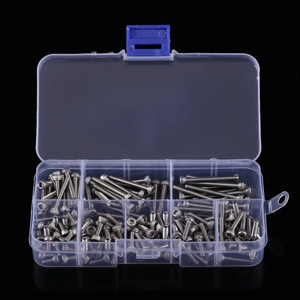 

New 160Pcs M3 Metric Thread Hex Socket Cap Head Screws Bolts SS304 Stainless Steel M3 Screws Assortment Set Fastener Hardware