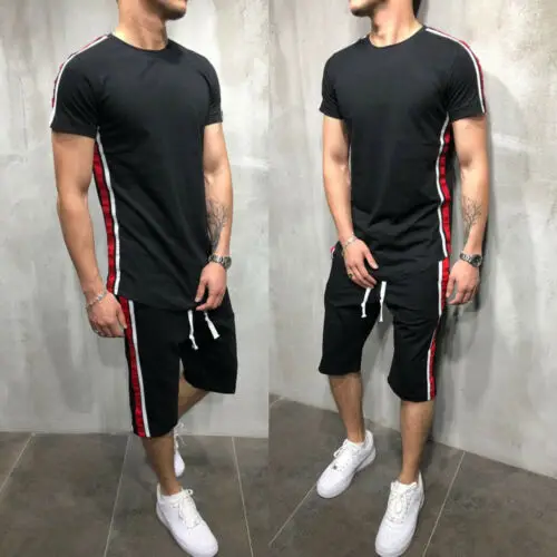 Striped 2019 Summer New Men's Shorts Casual Suits Sportswear Mens Clothing Man Sets Pants Male sweatshirt Men Brand Clothing