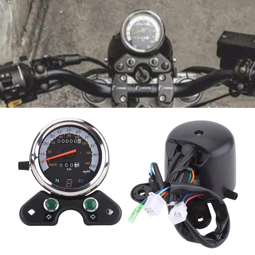 

Universal Motorcycle Speedometer Motorcycle Dual Odometer Speedometer Speedo Meter Gear Digital Display