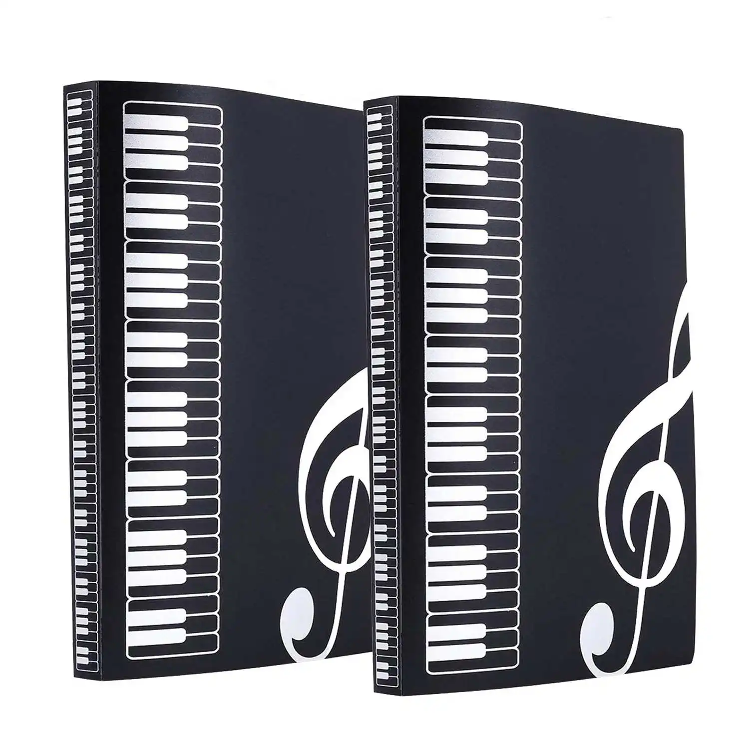 

Music Sheet File Paper Documents Storage Folder Holder Plastic.A4 Size,40 Pockets (2 Pack Black)