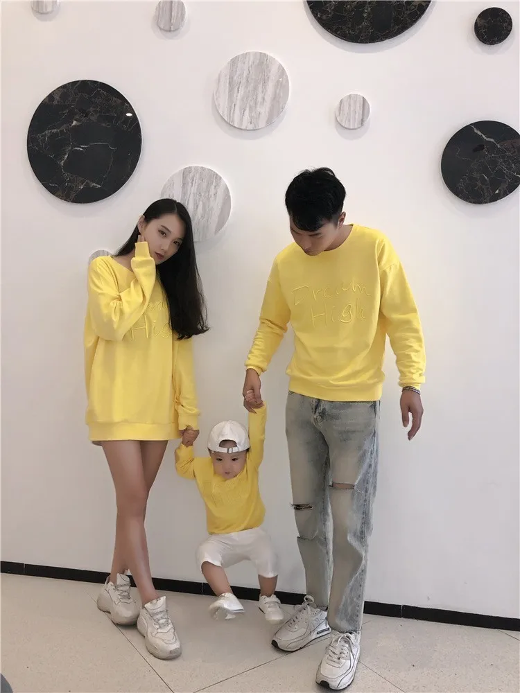 

Family Matching Clothes Letter Embroidery Casual Sweatshirts Mother & Kids Pullover Father Son Long Shirt Mommy And Me Clothes